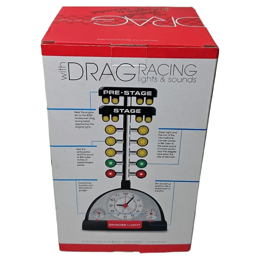 Mark Feldstein Drag Racing Christmas Tree Alarm Clock New Boxed Sound Lighted